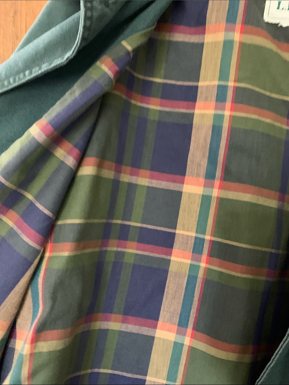 L.L. Bean Teal Green Canvas Field Jacket with Corduroy Collar - Picture 5 of 7